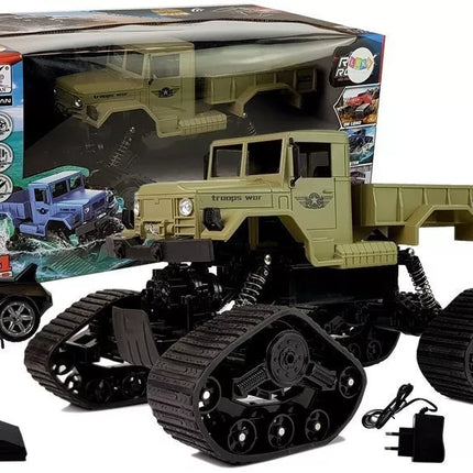 Visureikalių sunkvežimių 1:12 nuotoliniu būdu valdomi geltoni vikšrai