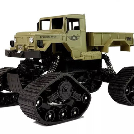 Visureikalių sunkvežimių 1:12 nuotoliniu būdu valdomi geltoni vikšrai