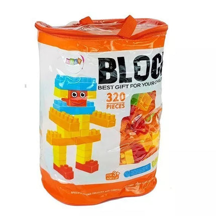 Didelis konstruktorių kaladėlių rinkinys maiše, 320 elementų