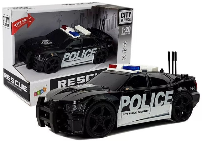 Automobilis "Policija", su įtempimo funkcija, šviesomis ir garsais, 1:20