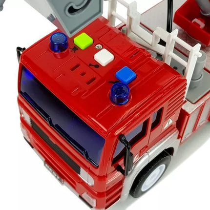 Gaisrinė mašina su traukimu, kopėčiomis, raudona 1:20 su garsu