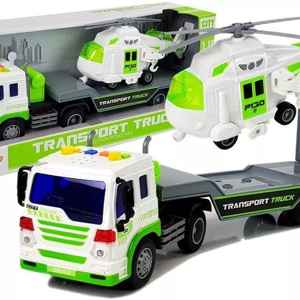 Automobilinis transporteris su baterijomis 1:16 su sraigtasparniu