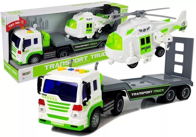 Automobilinis transporteris su baterijomis 1:16 su sraigtasparniu