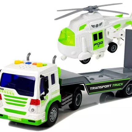 Automobilinis transporteris su baterijomis 1:16 su sraigtasparniu