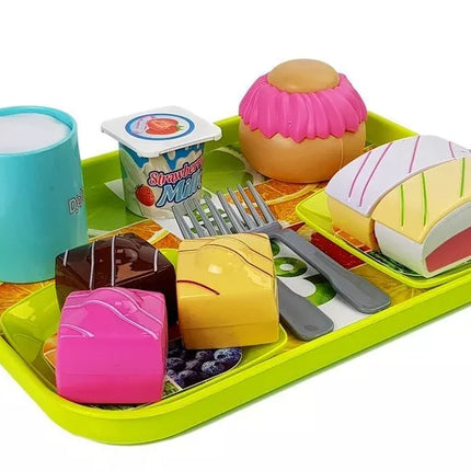 Tortų valgymo rinkinys su padėklu