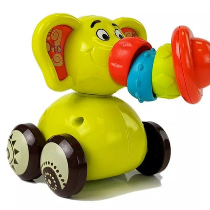 Žaislinis dramblys-automobilis kūdikiams su lanksčiu trimitu