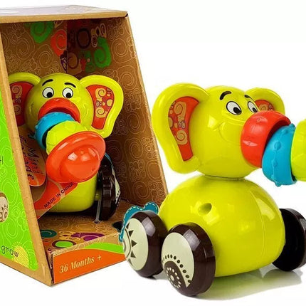 Žaislinis dramblys-automobilis kūdikiams su lanksčiu trimitu