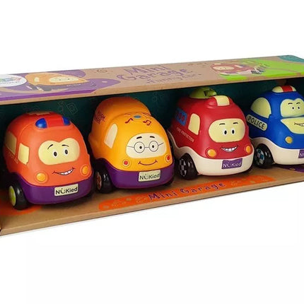 Policijos Greitosios Pagalbos Automobilių Rinkinys Mažyliui su Virvele 4 vnt.