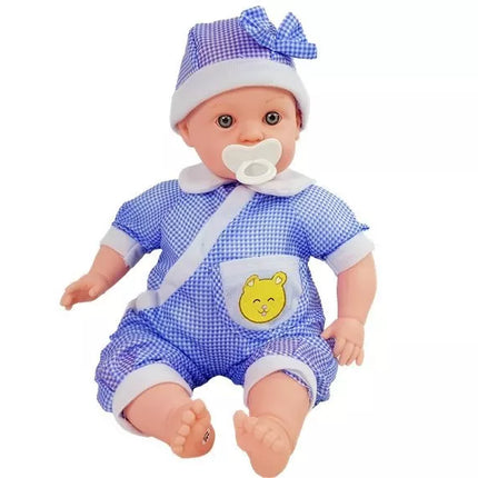 Lėlė kūdikis 45 cm mėlyni drabužiai