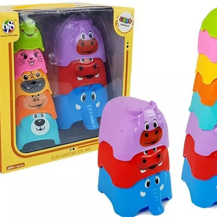 Piramidė kūdikiui „Gyvūnai Puodeliai“