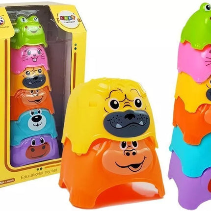 Piramidė kūdikiui „Gyvūnai Puodeliai“