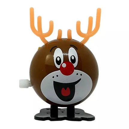 Kalėdinių žaislų rinkinys su prisukamu mechanizmu, pingvinas, 12 vienetų, elnias, sniego senis, Kalėdų Senelis