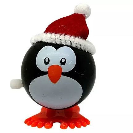 Kalėdinių žaislų rinkinys su prisukamu mechanizmu, pingvinas, 12 vienetų, elnias, sniego senis, Kalėdų Senelis