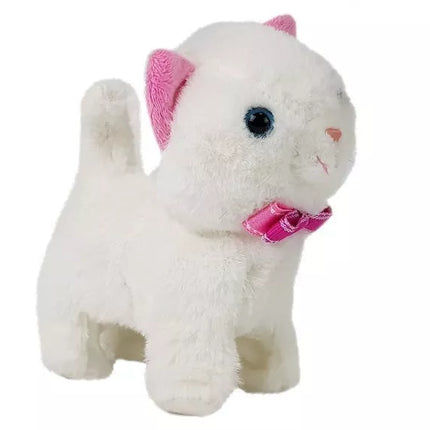 Interaktyvus baltas katinas vaikšto ir dainuoja, skleidžia garsus