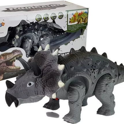 Dinozauras su baterijomis Triceratopsas Pilkas