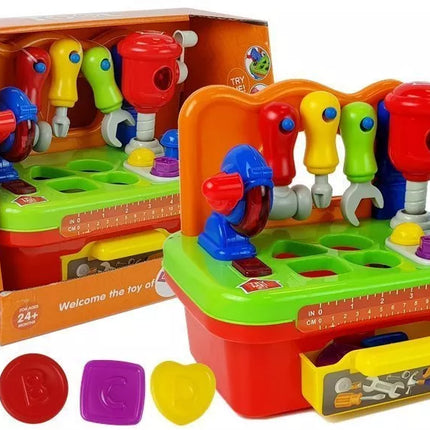 Dirbtuvėlės kūdikiams rūšiavimo įrankių rinkinys su garsu ir šviesa