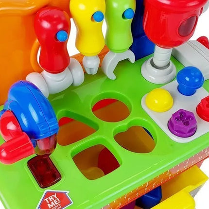 Dirbtuvėlės kūdikiams rūšiavimo įrankių rinkinys su garsu ir šviesa