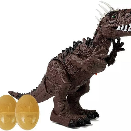 Rudas rudos spalvos dinozauras su baterijomis juda su projektoriumi ir garsu