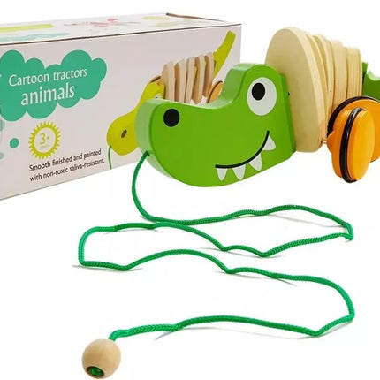 Medinis krokodilas ant ratų, 18 cm