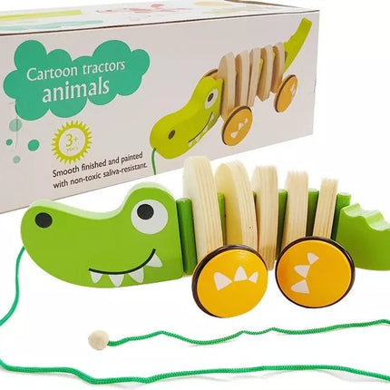 Medinis krokodilas ant ratų, 18 cm