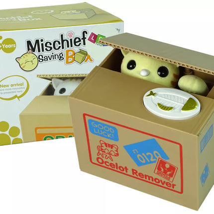 Taupymo dėžutė „Mischief“ – miela kačiuko pinigų dėžutė-taupyklė