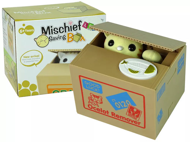 Taupymo dėžutė „Mischief“ – miela kačiuko pinigų dėžutė-taupyklė