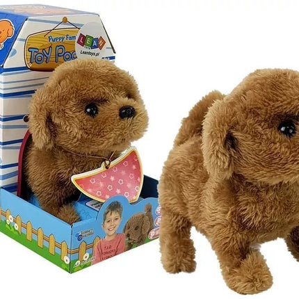 Interaktyvus šuniukas, rudas, veikia su baterijomis. Vaikšto, judina uodegą, skleidžia garsus.