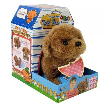 Interaktyvus šuniukas, rudas, veikia su baterijomis. Vaikšto, judina uodegą, skleidžia garsus.