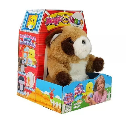 Interaktyvus kalbantis meškėnas, kartojantis žodžius, pliušinis žaislas