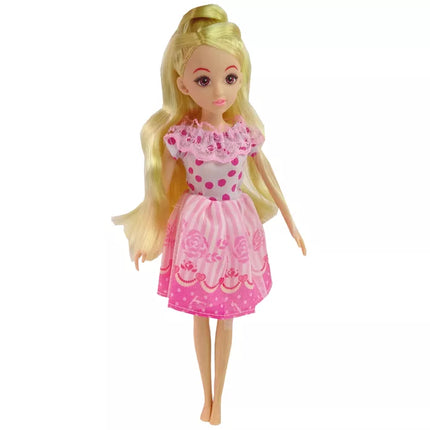 Lėlė + baldų komplektas Lova Spinta Kosmetinis staliukas