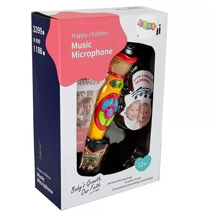 Geltonai juodas karaoke mikrofonas dainų įrašymui