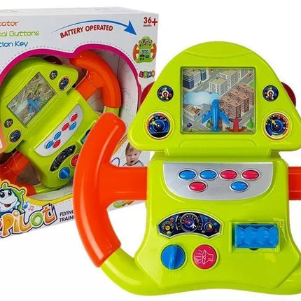 Interaktyvus skrydžio simuliatoriaus vairas su garso ir šviesos efektais