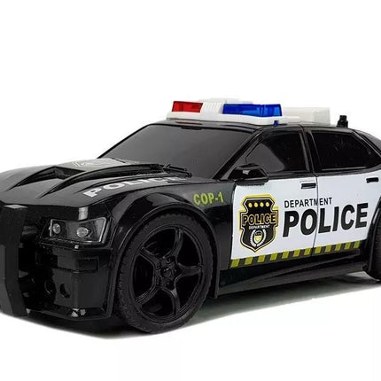 Policijos automobilis 1:20, frikcinė pavara, garsas, šviesos efektai, juodas