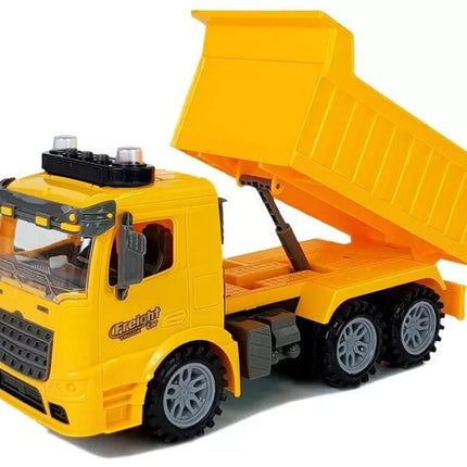 Sunkvežimio savivarčio rinkinys 1:14, kelio ženklai, šviesos, greičio matuoklis, geltonas