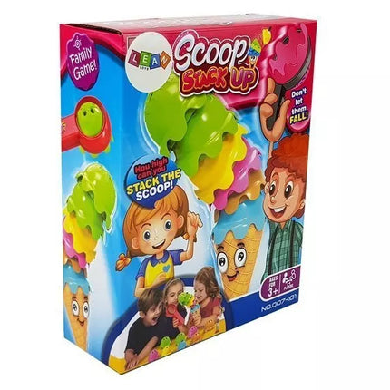 Įgūdžių žaidimas Ledai vafliniame puodelyje. Spalvinga piramidė, dėliokite bokštą