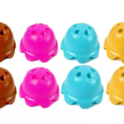 Įgūdžių žaidimas Ledai vafliniame puodelyje. Spalvinga piramidė, dėliokite bokštą