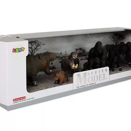 Safari Gyvūnų Figūrėlių Rinkinys Hipopotamai Gorilos