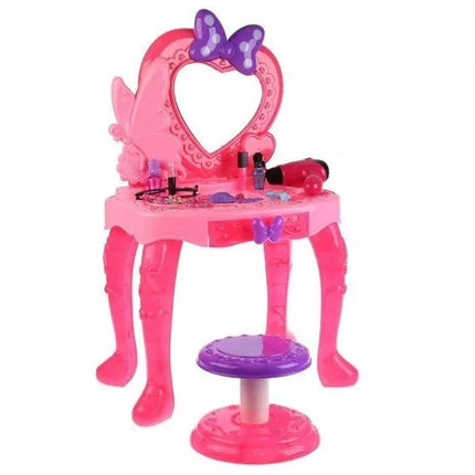 Grožio rinkinys Mergaitės tualetinis staliukas su veidrodžiu, garsais ir šviesomis