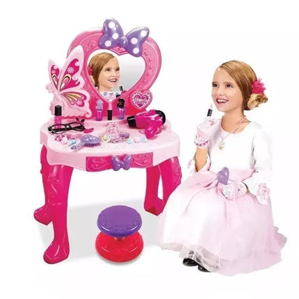 Grožio rinkinys Mergaitės tualetinis staliukas su veidrodžiu, garsais ir šviesomis