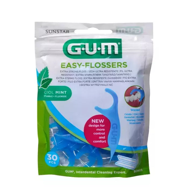 GUM Sunstar Easy Flossers Cool Mint Vit-E Fluor 30 vnt.