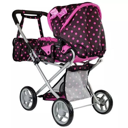 Lėlės vežimėlio krepšys Alice, juodai rožinis