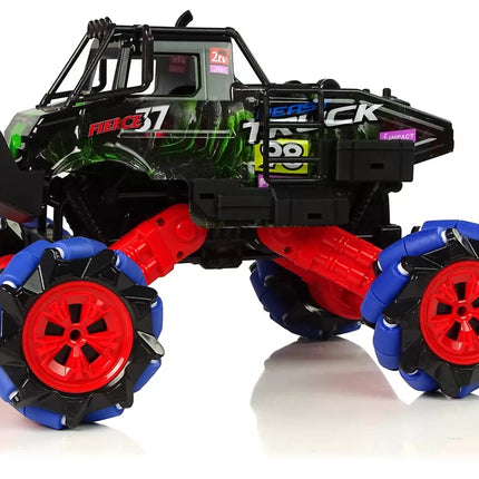 Nuotoliniu būdu valdomas 1:16 mėlynas 2.4G 360 laipsnių bekelės driftinis automobilis