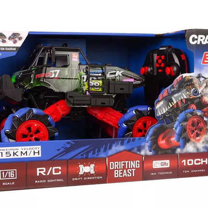 Nuotoliniu būdu valdomas 1:16 mėlynas 2.4G 360 laipsnių bekelės driftinis automobilis