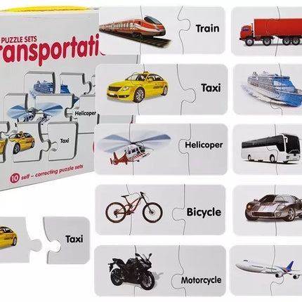 Edukacinis dėlionės transporto galvosūkis 10 jungčių