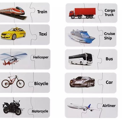Edukacinis dėlionės transporto galvosūkis 10 jungčių