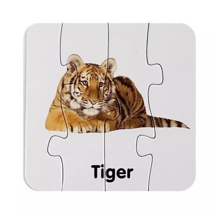 Edukacinis galvosūkis „Laukiniai gyvūnai“ Dėlionė 10 jungčių anglų kalba