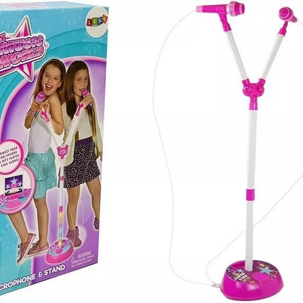 Dvigubas mikrofono muzikos MP3 LED šviesos stovas