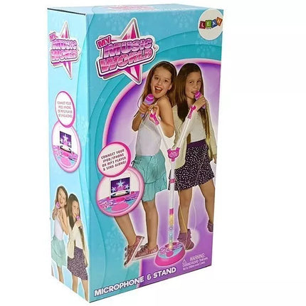 Dvigubas mikrofono muzikos MP3 LED šviesos stovas