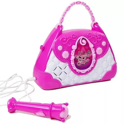 Nešiojamas karaokė grotuvas rankinėje, rožinis USB mikrofonas