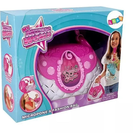 Nešiojamas karaokė grotuvas rankinėje, rožinis USB mikrofonas